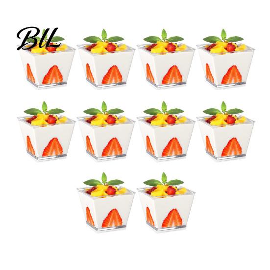 Food-grade Plastic Mousse Cups 10Pcs Disposable Cup Clear Pudding Dessert for Small Containers Parties Weddings And Catering Events Square Party Snack