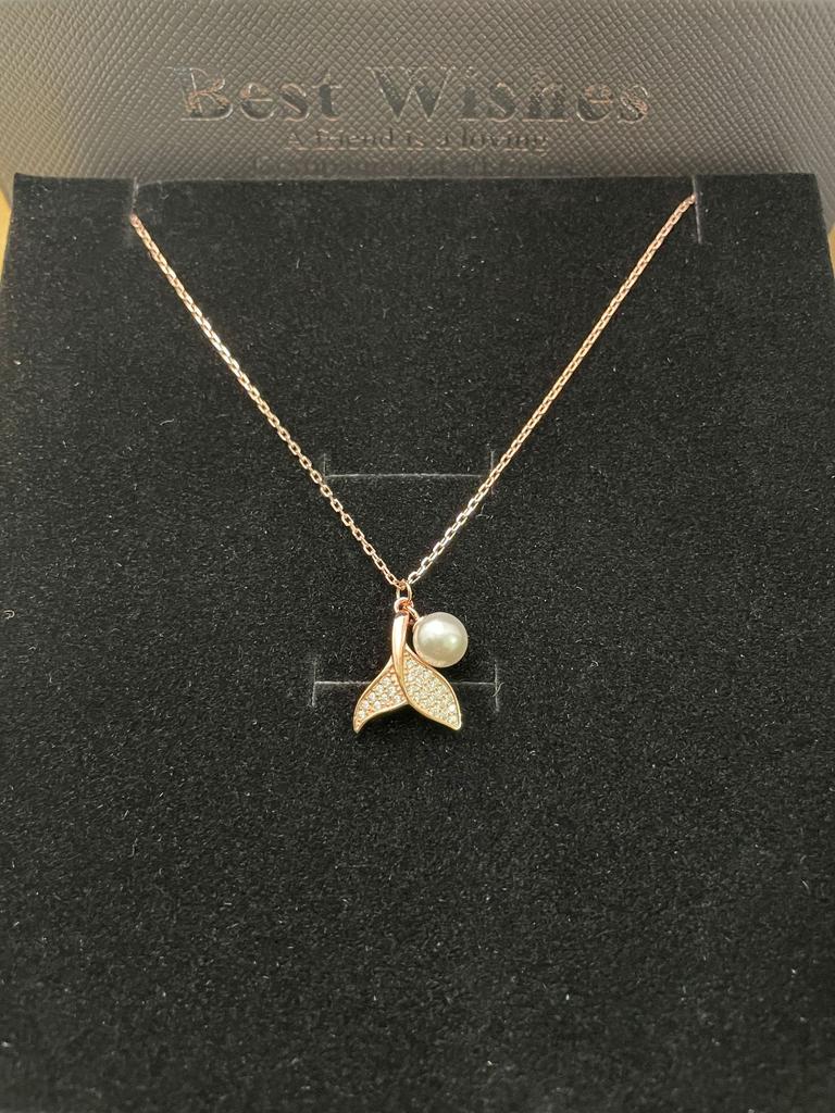 French Summer Fashion Design Sense Mermaid Pearl Pendant S925 Sterling Silver Necklace Women's