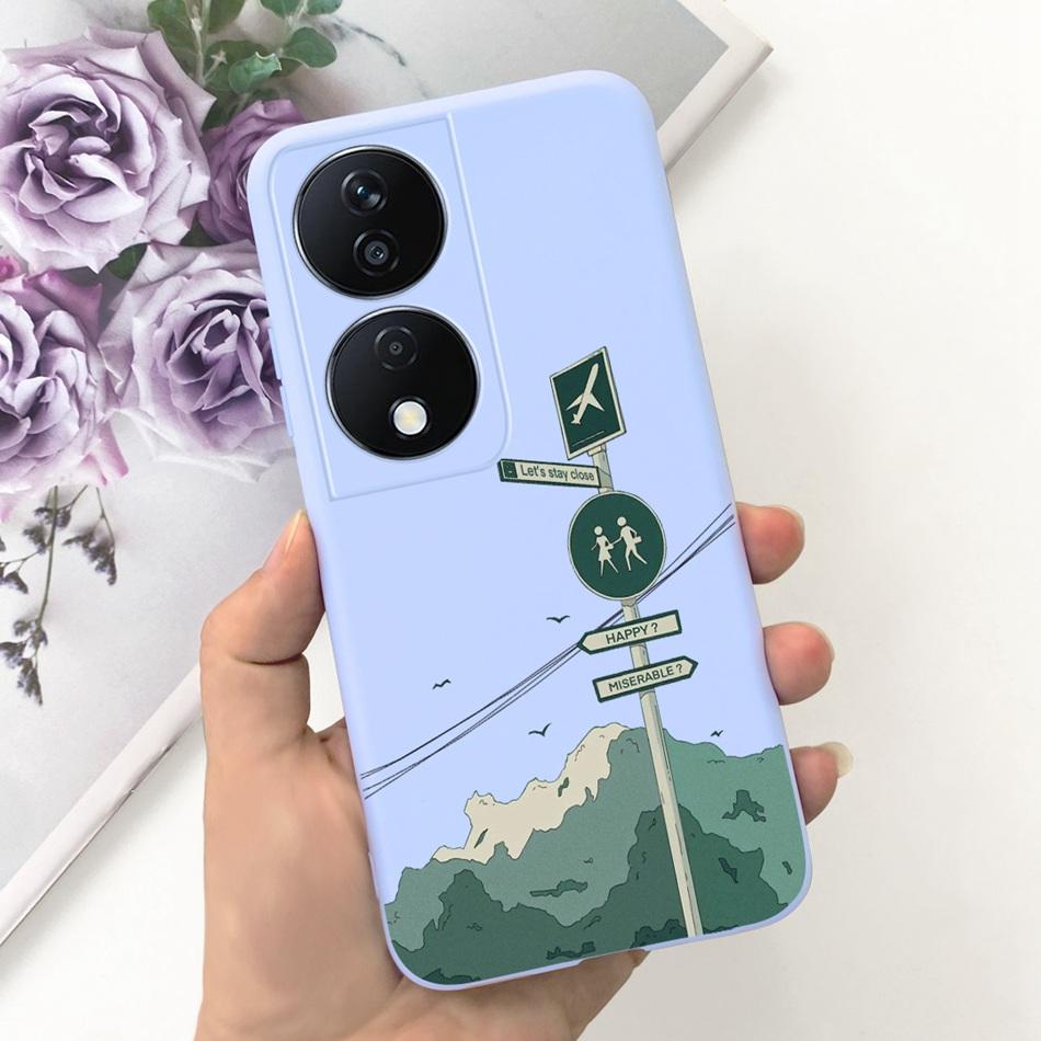 Cool Fashion Moon Printed Case For Honor X7b Candy Color Soft Silicon TPU Shockproof Phone Cases For HonorX7b X 7B 4G CLK-LX2