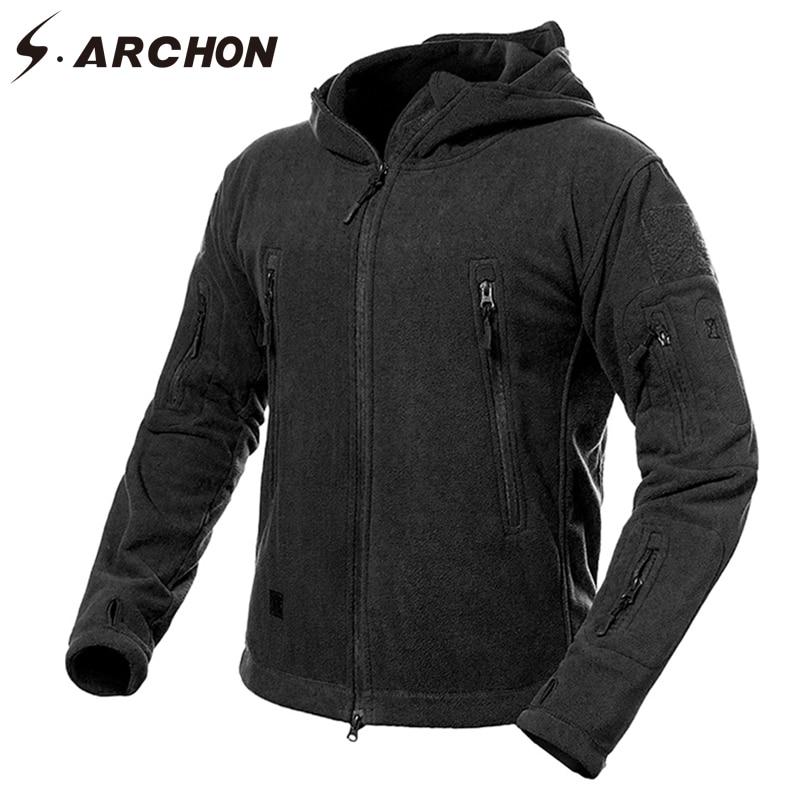 Buy Soft Shell Military Fleece Jackets Men Hooded Windproof Tactical