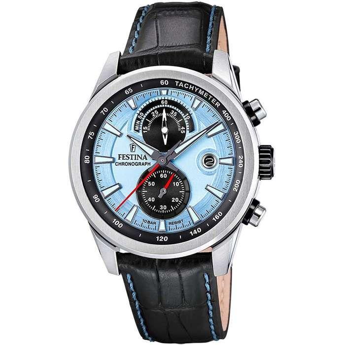 Montre - Homme - F20695/2 - Chronographe - Acier inoxydable - Cuir noir