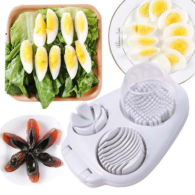 Portable Manual Egg Slicer 3 In 1 White Egg Cutter Hand Press Fruit Cutter Salad