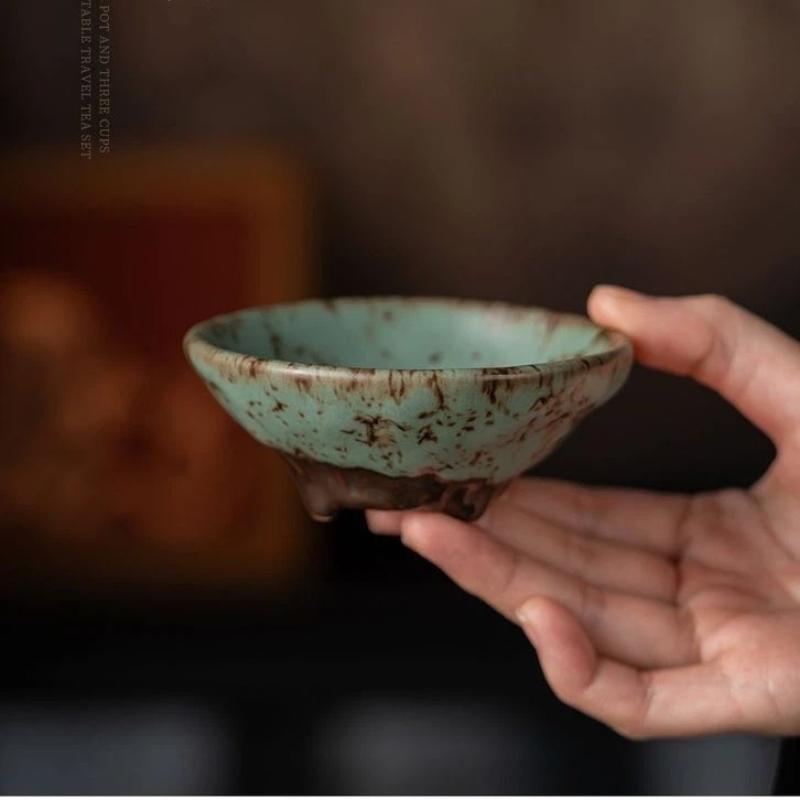 Vintage Kiln-Glazed Ceramic Lotus Pod Teapot Set, Chinese Gongfu Tea Set for Home & Tea Ceremony