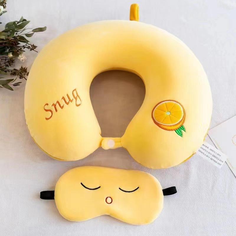 Customizable Cartoon Embroidery U-Shaped Memory Foam Neck Pillow for Travel & Home