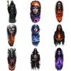 9pcs Temporary Tattoo Colorful Realism Fantasy Woman Hooded Character Flaming Skull For Adult Back Thighs