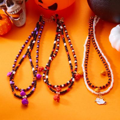 Europäische und amerikanische Halloween-Halskette Persönlichkeit Horror Schädel Geist Lustiges Set Kette Anhänger Halskette