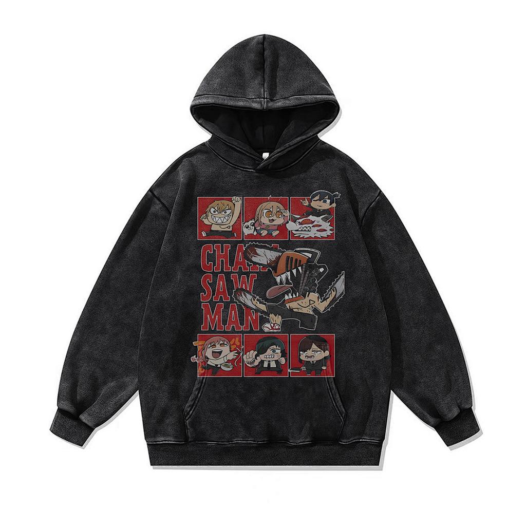 Niche Trend Cartoon Digital Direct Injection Printing Hoodie 430G Heavy Cotton Washed Sweater Men And Women Tide