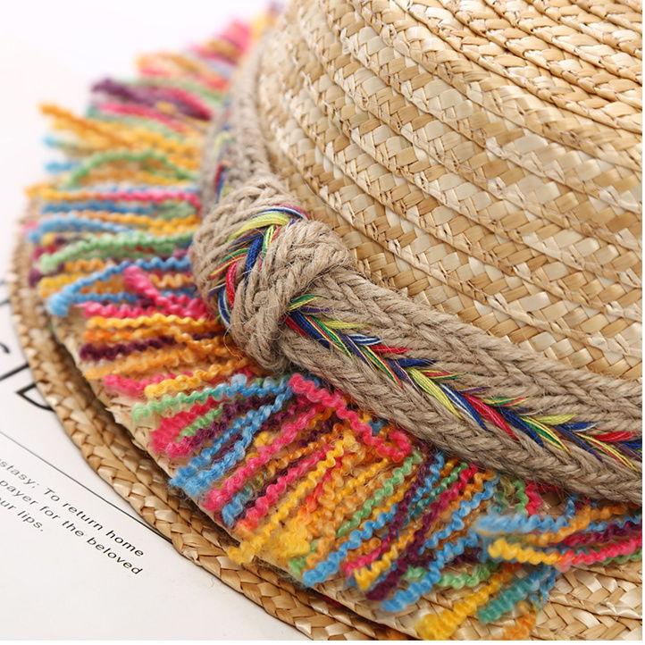 Kapelusz słoneczny do ochrony przed słońcem na plaży lato dla chłopców i dziewcząt słomkowy kapelusz do ochrony przed słońcem kapelusz z trawy