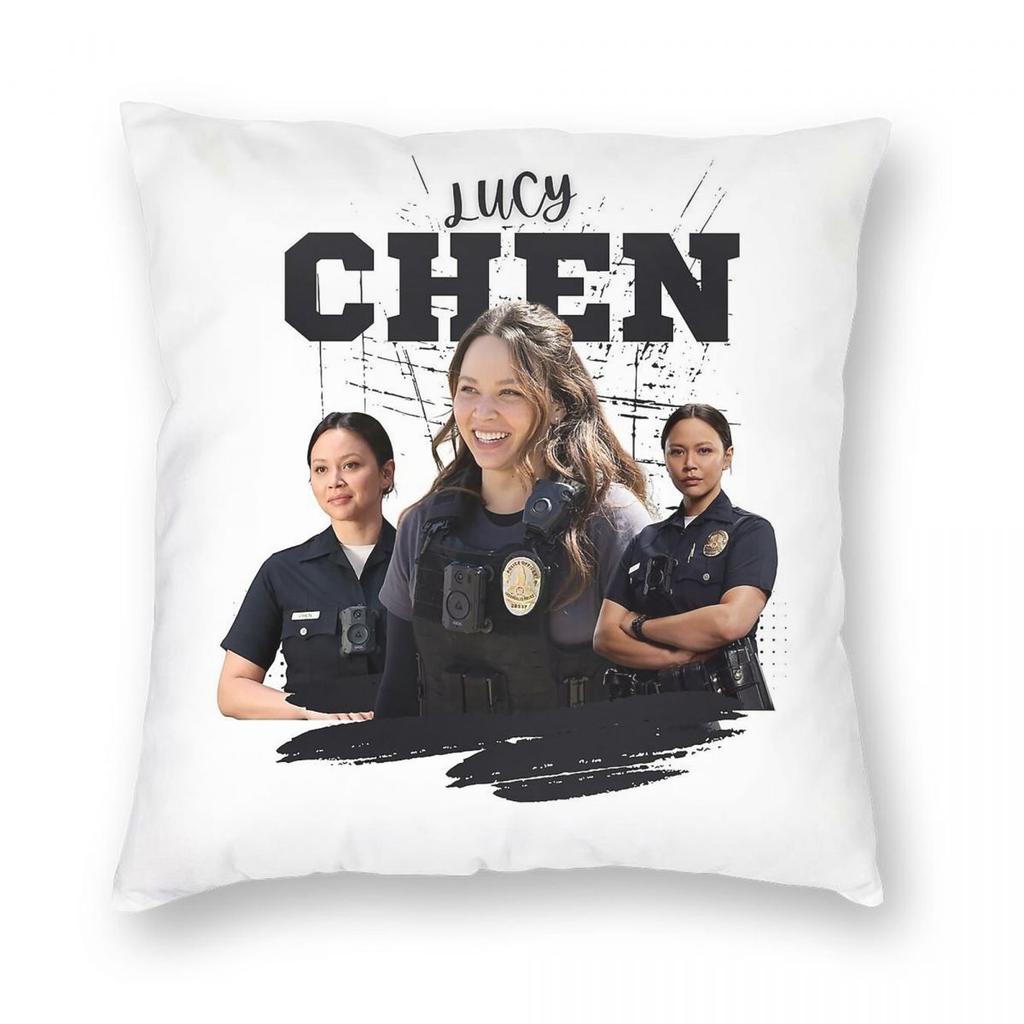 Lucy Chen Melissa O'Neil The Rookie Square Pillowcase Polyester Linen Velvet Pattern Zip Decor Sofa Seater Cushion Cover 18"