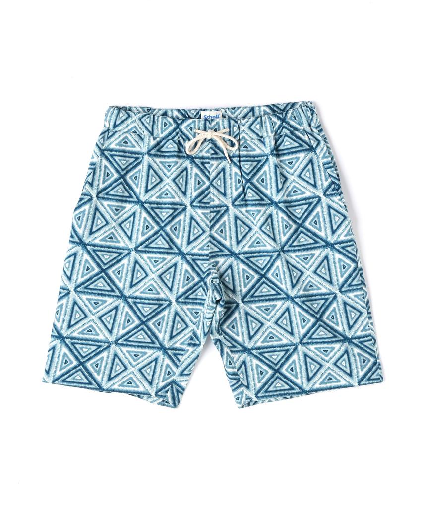 Schott Hawaiian Shorts "GEOMETRIC TRIANGLE" (782-4113010), Men's Medium, Size 391, Sax