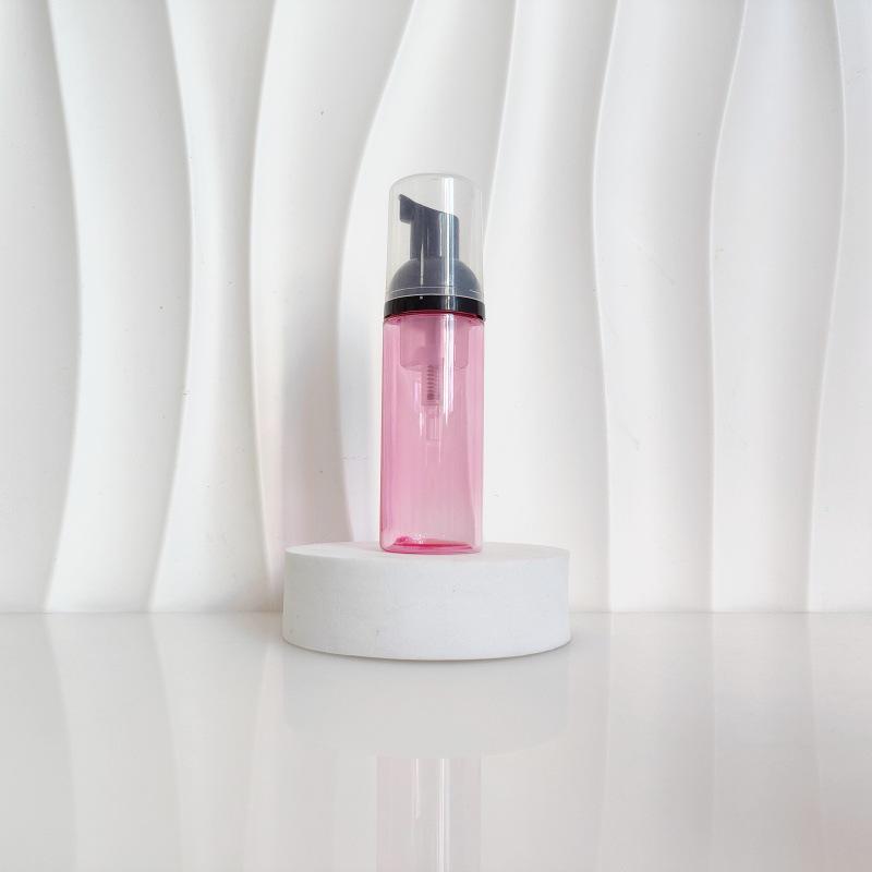 60ml Red Translucent Mousse Dispenser: Cosmetic Brush Foam Bottle for Face Wash and Travel Use