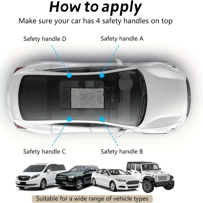 Adjustable Capacity Car Ceiling Cargo Net Pocket for SUV Strong Bearing Roof Storage Organizer with Multiple Pockets