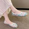Single Shoe Female 2023 Spring New Lace Mesh Casual Fit Flat Shoes Round Toe Breathable Single Shoes