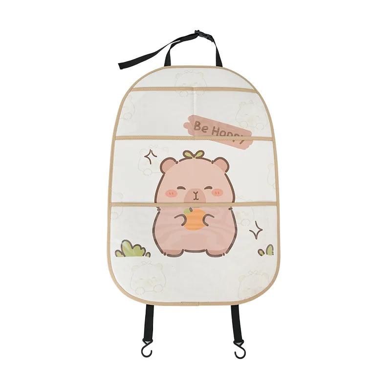 Car Seat Back Storage Bag, Hanging Bag, Car Seat Back Anti-kick Pad, Multi-functional and Cute In-car Storage Bag