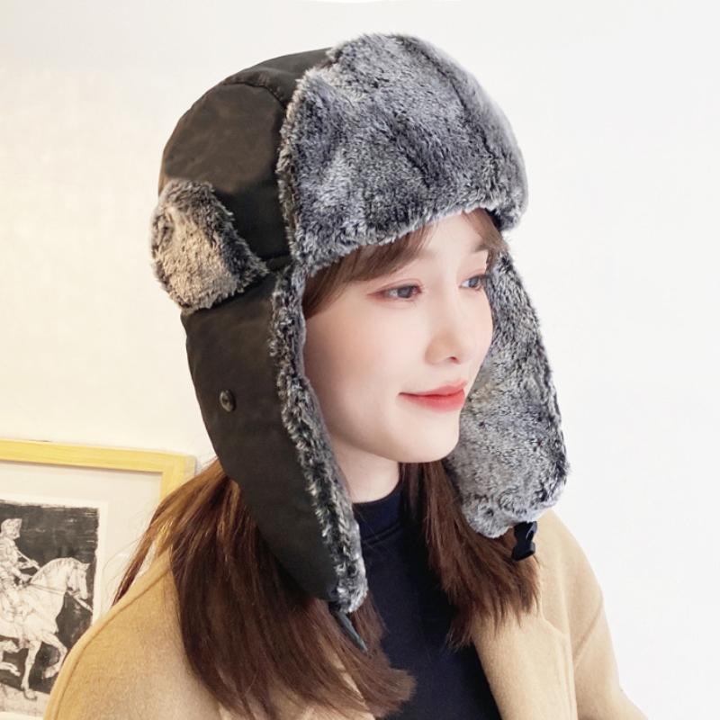 💰Kjøp Ht3945 Bomber Hat Men Women Warm Winter Hat Male Female Solid