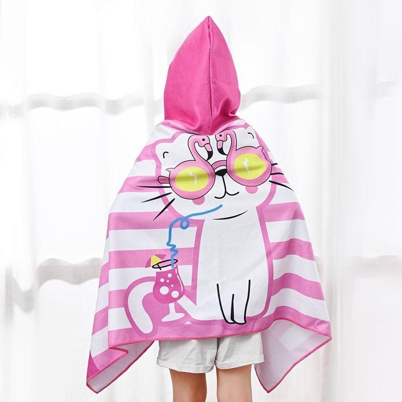 

Children s Cartoon Hooded Quick-Dry Microfiber Bath Poncho 60x130 cm