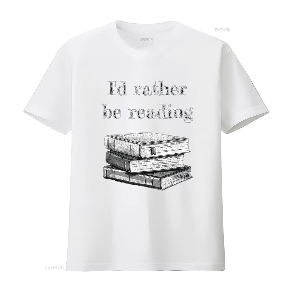 Book Lover I D Rather Be Reading T Shirt Vintage Washed Homme Designer Clothes Stylish Slightly Unisex Comfortable Versatile