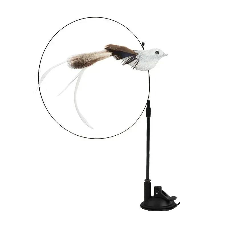 Simulation Bird Cat Toys Funny Interactive Peacock with Bell Cat Stick Toy for Kitten Playing Teaser Wand Toys Pet Cats Supplies