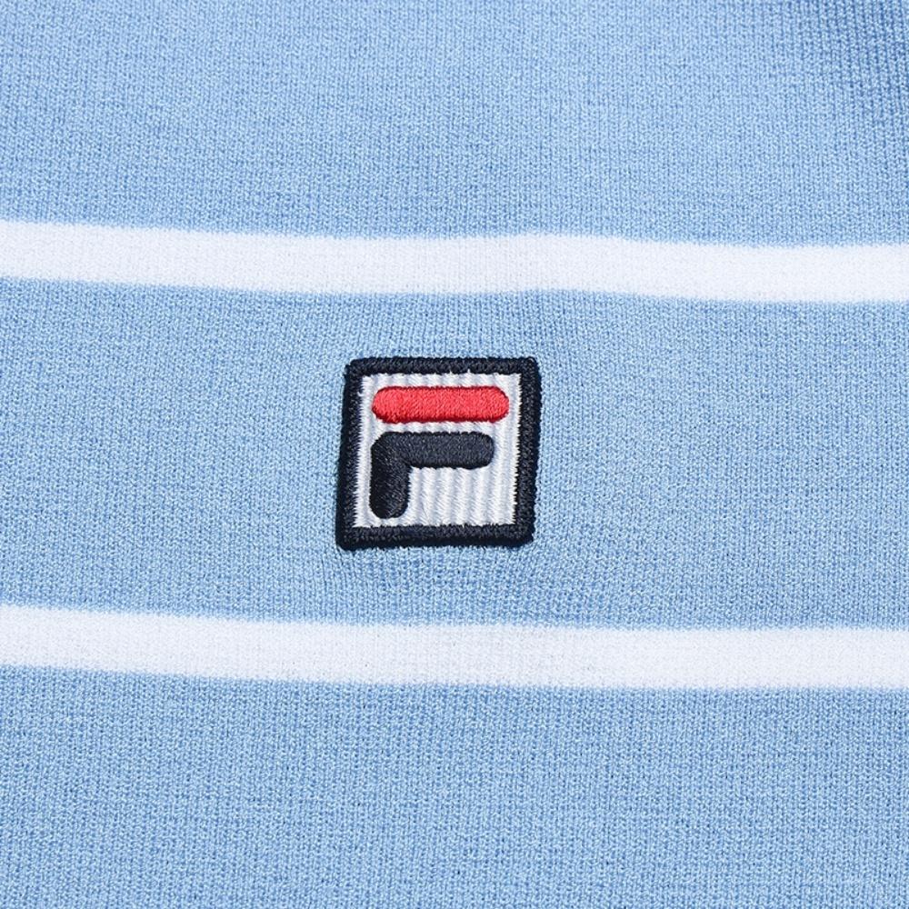 FILA Heritage Fashion Classic Retro Striped Casual Slim Fit Short Sleeve Knit Top Women tops Blue F11W628413FBU