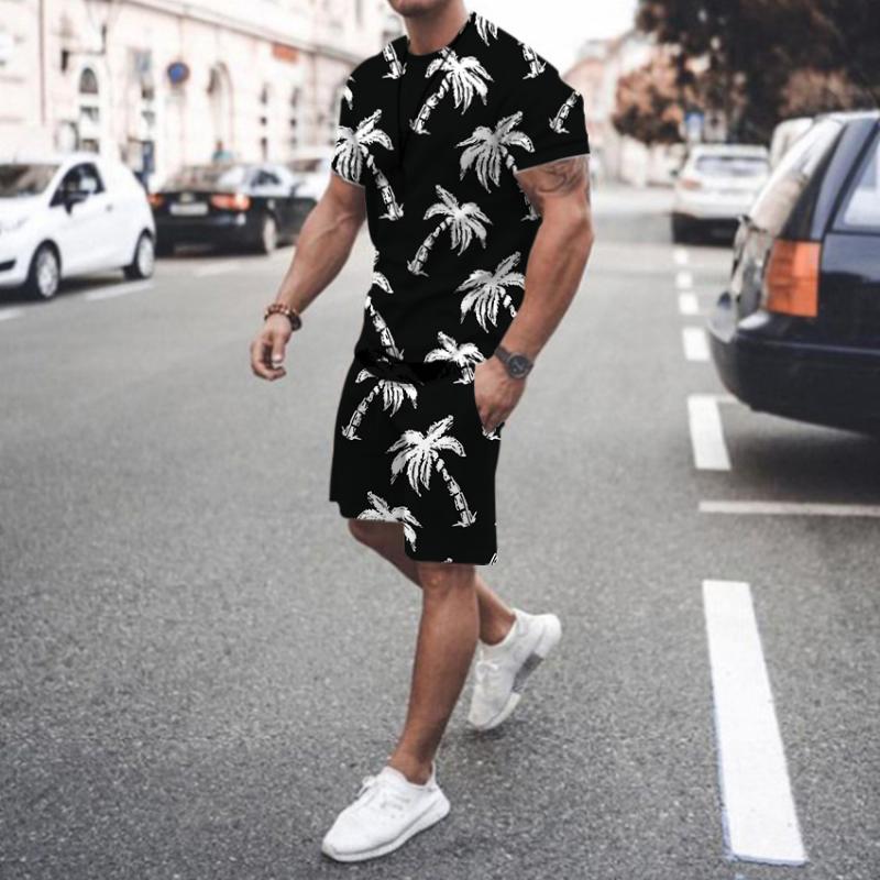 2024 Hawaii T-shirt and Shorts Men's and Youth Two-piece Set Summer New Vacation Set Fashionable Street 3D Printing Set