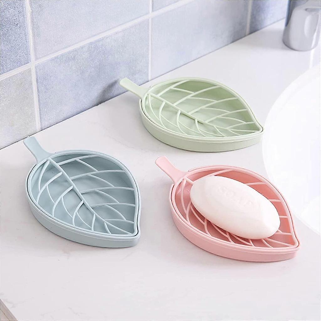Soap Box Double Drain Soap Holder Leaf Shape Drainage Holder Tray Soap Storage Plate 6 Pcs Soap