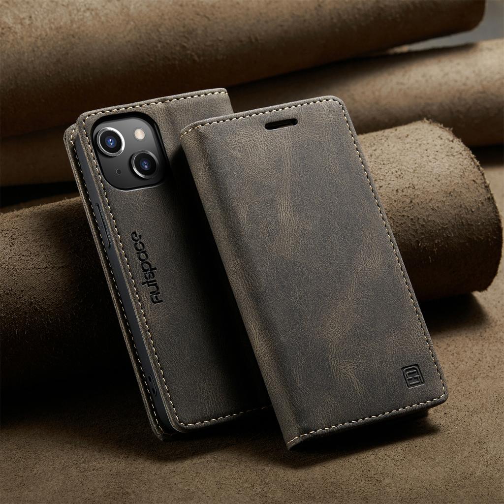 Für iPhone 13 mini Vintage Leder Flip Wallet Hülle mit RFID-blockierendem Kartenschlitz, Mattes Retro Folio Cover für Damen Herren (4 Farben)