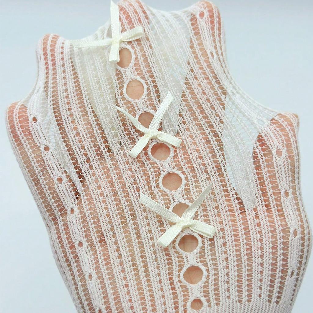 1 Pair Women's Elegant Lace Trim Calf Socks with Bow Detail - Striped Design, Spring Summer Fashion, Lace Socks, Shoe Accessory