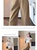 Khaki High-Waisted Cropped Wide-Leg Jeans for Women - Summer 2026 Thin Style, Petite Fit, Leg-Covering Straight Pants.