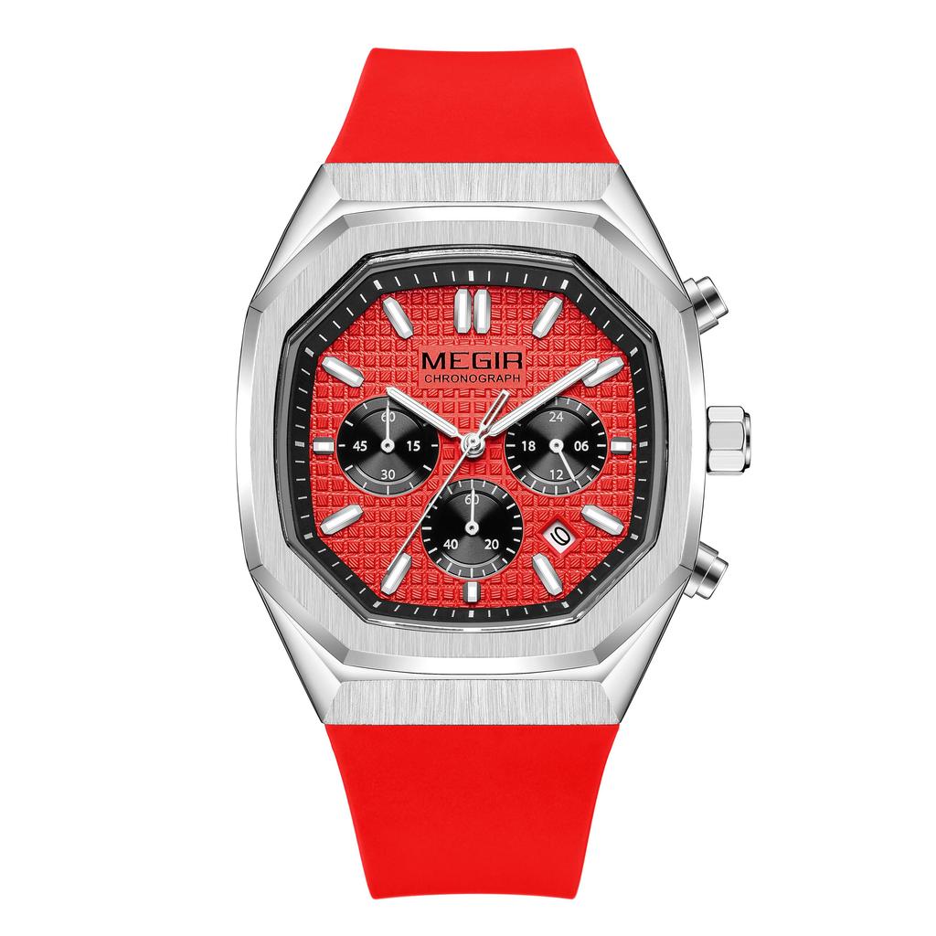 MEGIR Chronograph Fashion Sport Casual Watches for Men Silicone Waterproof Quartz Wristwatch Date Clock Reloj Hombre 2215