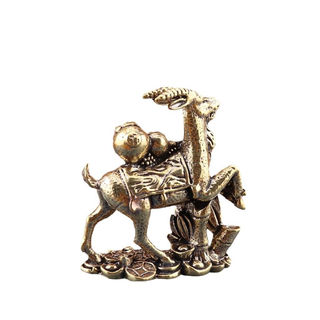 Zodiac Sheep Brass Desktop Ornament: Pure Copper Tea Pet