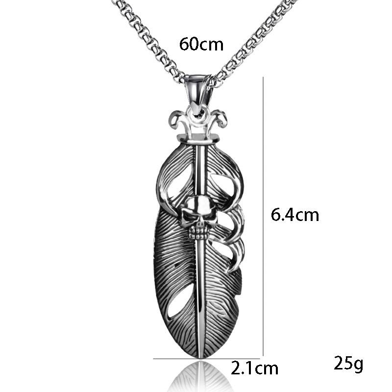 Feather Necklace, Couple Pendant, Tide Titanium Steel Versatile Accessories Retro