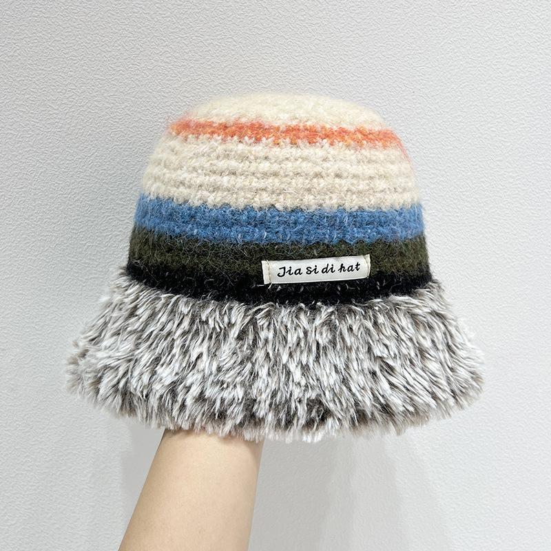 Winter Women's Plush Fisherman Hat Winter Warmth Thickened Hat Ear Protection