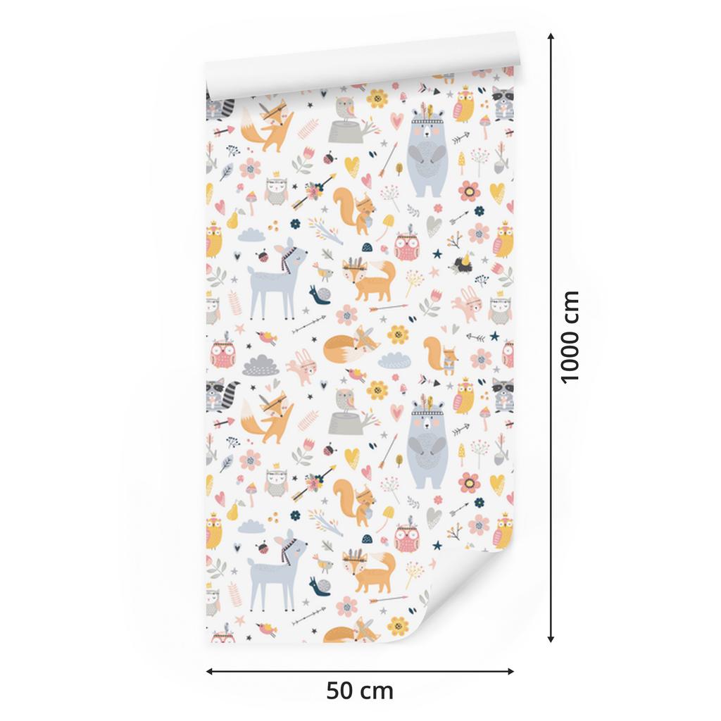 Joyful Forest Animals Wallpaper for Living Room and Bedroom 50x1000