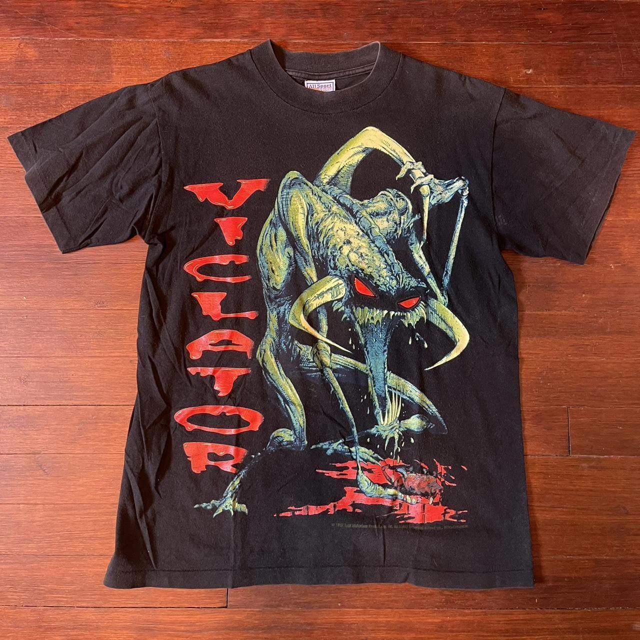 

Reprint 1997 Todd Mcfarlane SPAWN Violator Retro design Black T shirt Graphic Short Sleeve Shirt Unisex Men Women Summer S