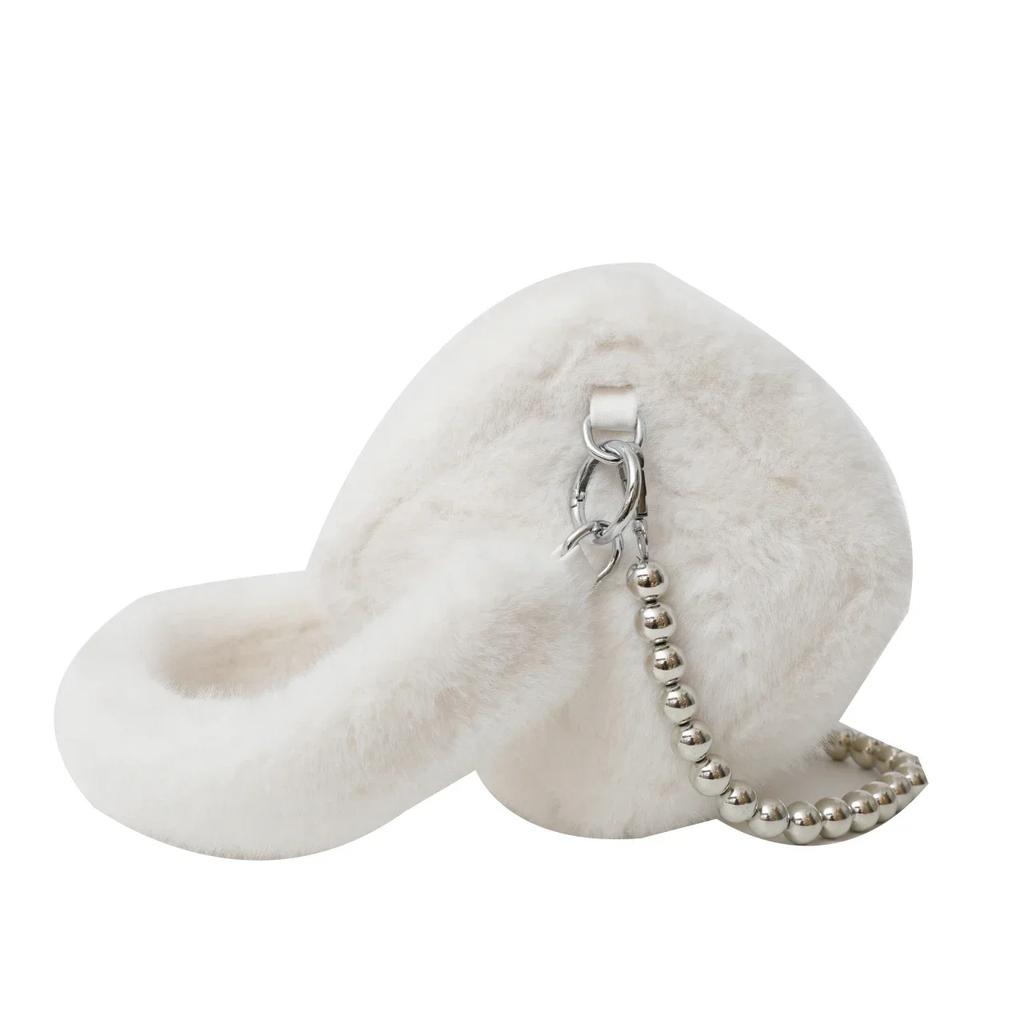 Super Cool Fur Exquisite Square Shoulder Bags with Metal Beads High Quality Winter New Style Crossbody Bags