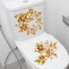Kreativer Goldener Floraler Toiletten Aufkleber für Badezimmer Waschraum Hintergrund Dekoration Selbstklebender Wandaufkleber