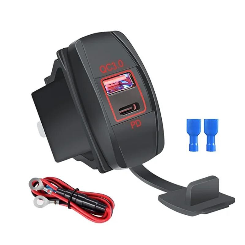 

QC3.0 USB и Type C Rocker Switch Charger 12V/24V розетка PD розетка автомобильный USB порт быстрое зарядное устройство для RV лодки морского грузовика красный