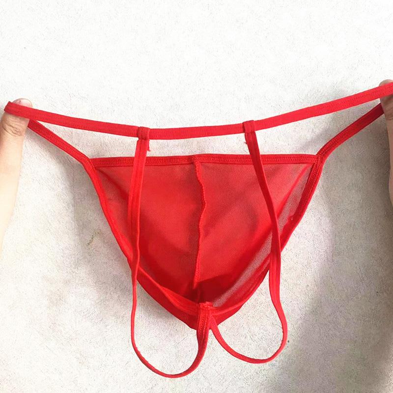 1Pc Underwear Men Lingerie Low-waist Polyester Fiber Solid Color Thongs Bulge Pouch Thin Pouch Panties