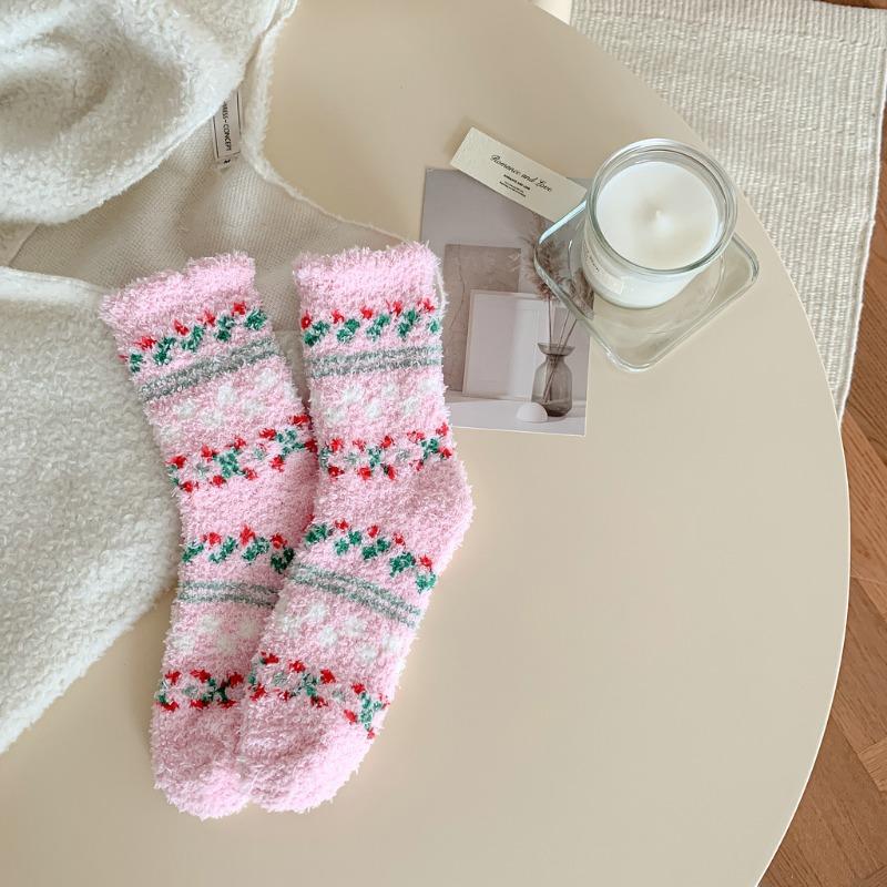 Autumn and Winter Coral Fleece Stockings - Children's Floor Stockings - Winter Thick and Warm Comfortable Home Use Postpartum Stockings