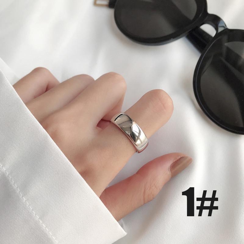 

Геометрическое серебряное винтажное нерегулярное гладкое женское кольцо на палец регулируемого размера, модные ювелирные изделия 1