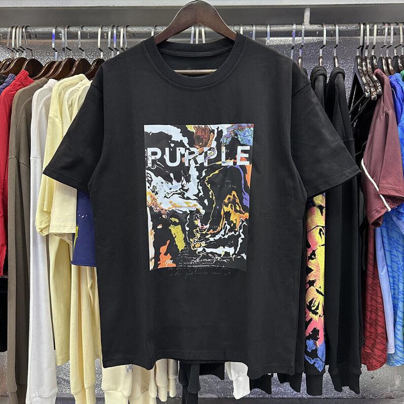 New purple casual loose fashion brand short sleeve Unisex Cotton T shirt