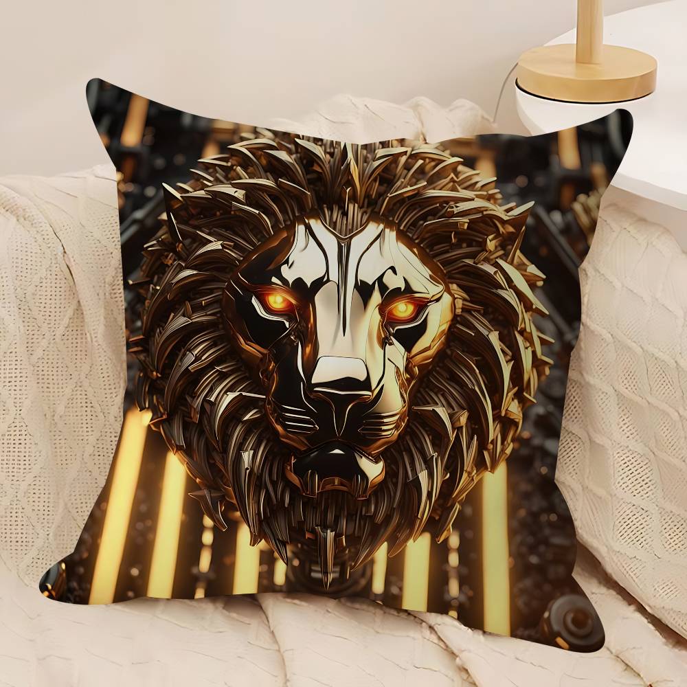 Black Gold Eagle Lion Pillow Case Removable Washable Cushion Cover – All-Season Soft Linen