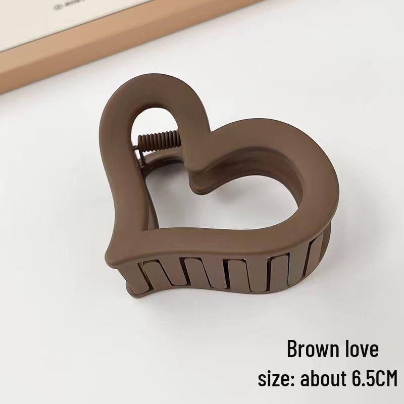 

2024 Простая матовая заколка-краб для волос в форме сердца для женщин - Стильный аксессуар для прически темный кофе