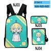 Popular Novelty Pikamee Anime 3D Print 3pcs/Set Pupil School Bags Laptop Daypack Backpack Inclined Shoulder Bag Pencil Case