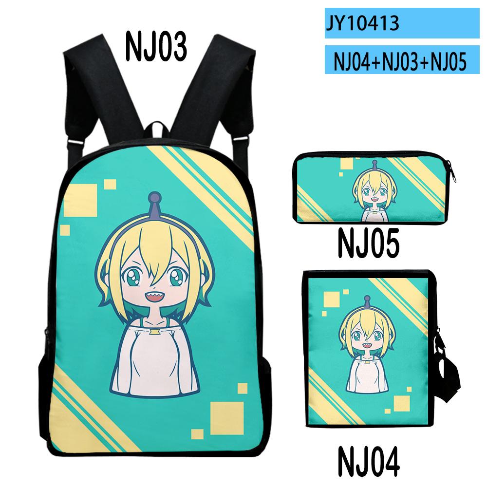 Popular Novelty Pikamee Anime 3D Print 3pcs/Set Pupil School Bags Laptop Daypack Backpack Inclined Shoulder Bag Pencil Case