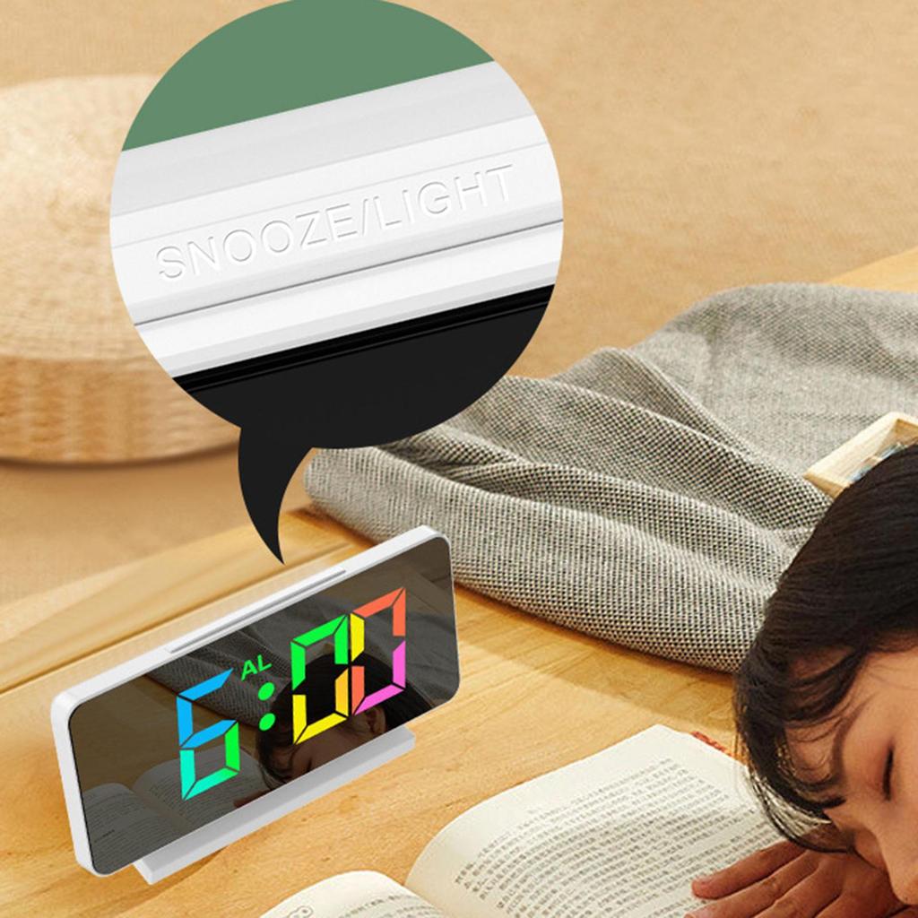Electronic Colorful Alarm Clock Large Number Bedside for Bedroom Table USB