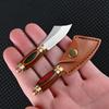 Brass Colored Wood Mini Fixed Blade Knife Sharp Small Chopper Portable Keychain Hanger Unpackage Express Opening Cutter