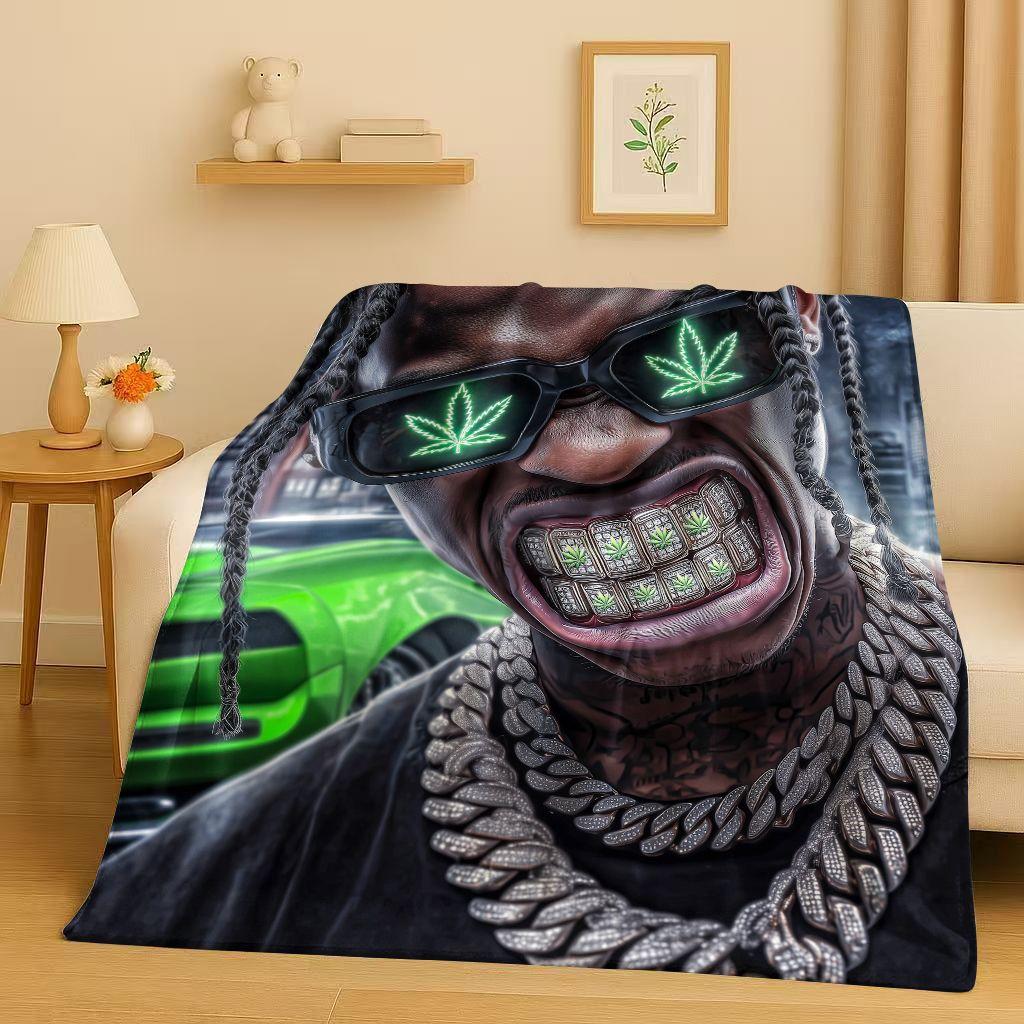 26 Style Top Hip Hop Rapper Star Cartoon Art Flannel Blanket,Ultra Soft Warm Plush Throw for Home Bedroom Bed Sofa Cover Office