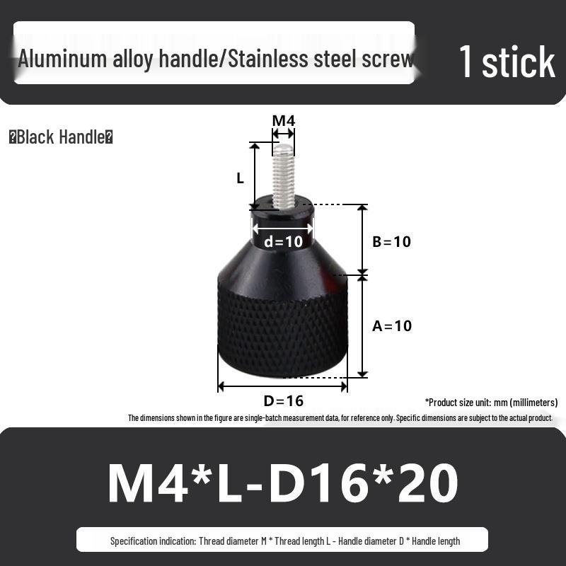 M4 Aluminum Alloy Knurled Twist Handle Bolt with Stainless Steel Head