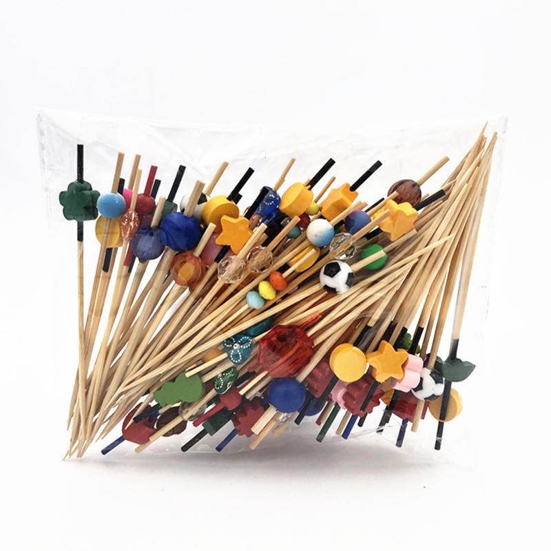 Disposable Bamboo Skewers Food Picks Buffet Cupcake Fruit Fork Party Cake Dessert Salad Vegetable Sticks Toothpick Skewer